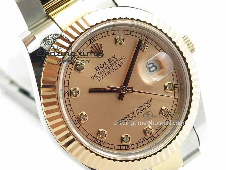 MiroTime 0201 DateJust II 41mm SS RG BP Maker Best Edition RG Diam Dial On SS RG Bracelet SA Efficient 3712